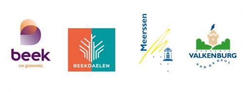 Logo's gemeente Beek, Gemeente Beekdaelen, Gemeente Meerssen en Gemeente Valkenburg aan de Geul