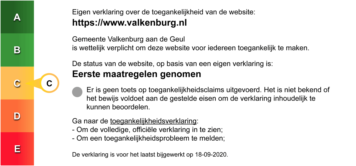 Status toegankelijkheid website gemeente Valkenburg aan de Geul
